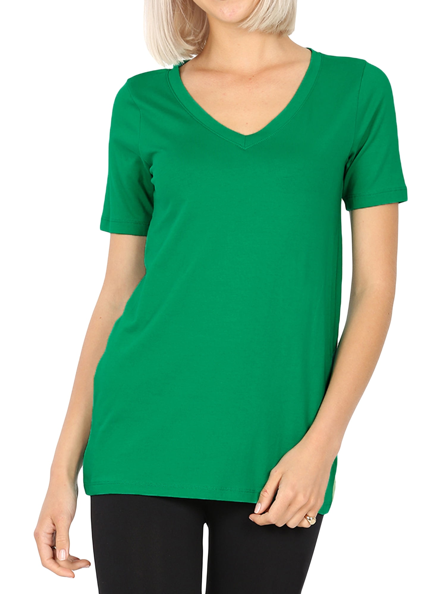 Zenana Women & Plus (S3X) Cotton VNeck Short Sleeve Casual Basic Tee