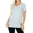 thumbnail image 1 of Zenana Women & Plus (S-3X) Cotton V-Neck Short Sleeve Casual Basic Tee Shirts, 1 of 4