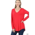 thumbnail image 1 of Zenana Women & Plus (S-3X) Soft Rayon Long Sleeve Dolphin Hem V-Neck Tee Shirt Top, 1 of 4