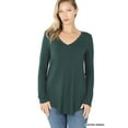 thumbnail image 1 of Zenana Women & Plus (S-3X) Soft Rayon Long Sleeve Dolphin Hem V-Neck Tee Shirt Top, 1 of 4