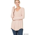 thumbnail image 1 of Zenana Women & Plus (S-3X) Soft Rayon Long Sleeve Dolphin Hem V-Neck Tee Shirt Top, 1 of 4
