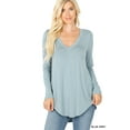 thumbnail image 1 of Zenana Women & Plus (S-3X) Soft Rayon Long Sleeve Dolphin Hem V-Neck Tee Shirt Top, 1 of 4