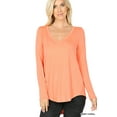 thumbnail image 1 of Zenana Women & Plus (S-3X) Soft Rayon Long Sleeve Dolphin Hem V-Neck Tee Shirt Top, 1 of 4