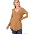 thumbnail image 1 of Zenana Women & Plus (S-3X) Soft Rayon Long Sleeve Dolphin Hem V-Neck Tee Shirt Top, 1 of 4