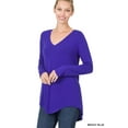 thumbnail image 1 of Zenana Women & Plus (S-3X) Soft Rayon Long Sleeve Dolphin Hem V-Neck Tee Shirt Top, 1 of 4
