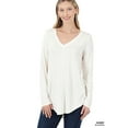 thumbnail image 1 of Zenana Women & Plus (S-3X) Soft Rayon Long Sleeve Dolphin Hem V-Neck Tee Shirt Top, 1 of 4