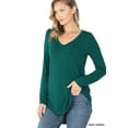 thumbnail image 1 of Zenana Women & Plus (S-3X) Soft Rayon Long Sleeve Dolphin Hem V-Neck Tee Shirt Top, 1 of 4