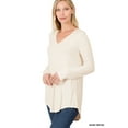 thumbnail image 1 of Zenana Women & Plus (S-3X) Soft Rayon Long Sleeve Dolphin Hem V-Neck Tee Shirt Top, 1 of 4