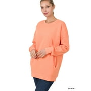 Zenana Women & Plus (S-3XL) Basic Relaxed Long Sleeve Round Neck Sweatshirts w/Side Pockets