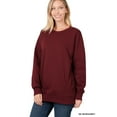thumbnail image 1 of Zenana Women & Plus (S-3XL) Basic Relaxed Long Sleeve Round Neck Sweatshirts w/Side Pockets, 1 of 4