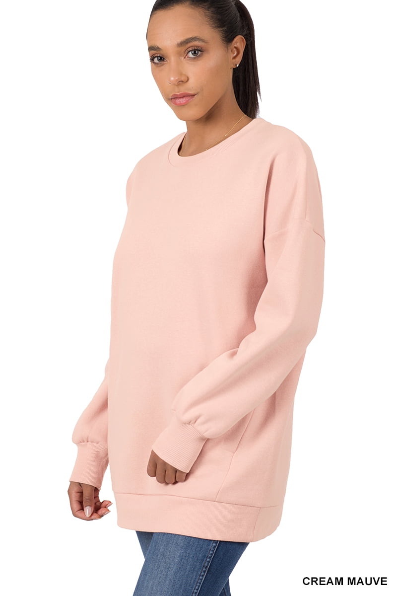 Zenana Women & Plus (S-3XL) Basic Relaxed Long Sleeve Round