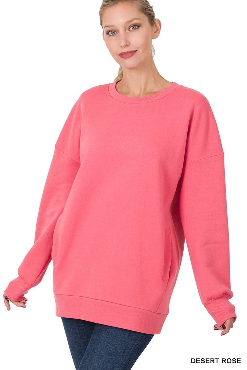 New! Zenana Outfitters Basic Long Sleeve Women’s L Casual Top Fitted Pink  NWT