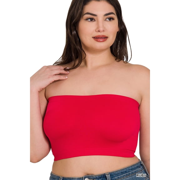 Zenana Women & Plus Seamless Strapless 7" Bandeau Tube Top w/No Pad