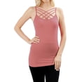 thumbnail image 1 of Zenana Women & Plus Seamless Triple Criss Cross Front Long Cami Tank Top, 1 of 3