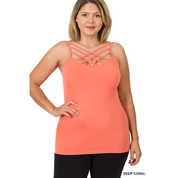 Zenana Women & Plus Seamless Triple Criss Cross Front Long Cami Tank Top