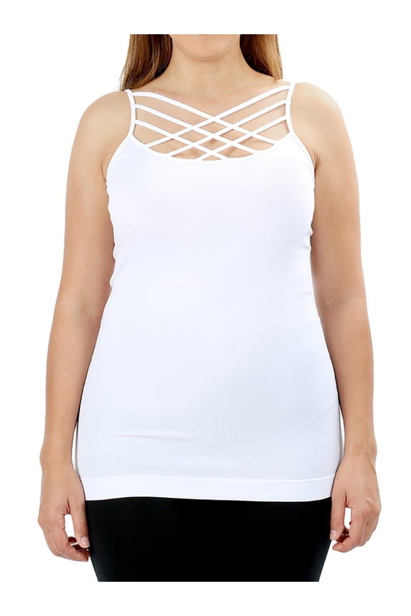 Women & Plus Seamless Triple Criss Cross Front Long Cami Tank Top