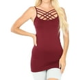 thumbnail image 1 of Zenana Women & Plus Seamless Triple Criss Cross Front Long Cami Tank Top, 1 of 3