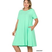 Zenana Women & Plus Short Sleeve Flared T-Shirt Midi Dress with Side Pockets