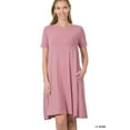 thumbnail image 1 of Zenana Women & Plus Short Sleeve Flared T-Shirt Midi Dress with Side Pockets, 1 of 3