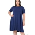 thumbnail image 1 of Zenana Women & Plus Short Sleeve Flared T-Shirt Midi Dress with Side Pockets, 1 of 3