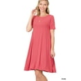 thumbnail image 1 of Zenana Women & Plus Short Sleeve Flared T-Shirt Midi Dress with Side Pockets, 1 of 3