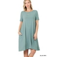 thumbnail image 1 of Zenana Women & Plus Short Sleeve Flared T-Shirt Midi Dress with Side Pockets, 1 of 3