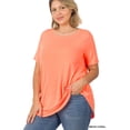 thumbnail image 1 of Zenana Women & Plus Short Sleeve Round Neck & Hem Relaxed Fit Casual Tee Shirt Top, 1 of 5