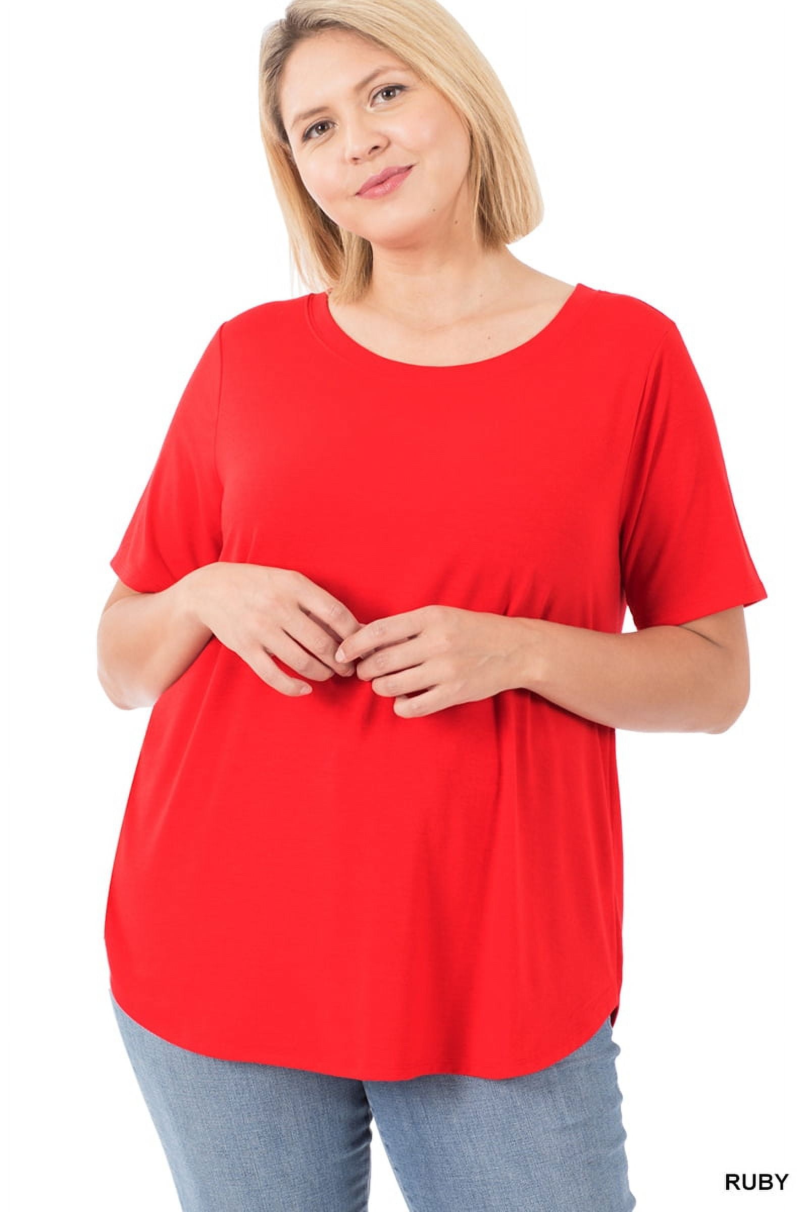 Women Teal Cotton Printed Short Top with Round Neck (Plus Size) main image 1