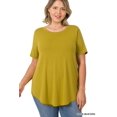 thumbnail image 1 of Zenana Plus Size Short Sleeve Round Neck & Hem Relaxed Fit Casual Tee Shirt Top, 1 of 4