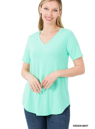 Zenana Outfitters GT3320(AB) Women's Plain Long Sleeve T Shirt Crew Neck  Junior Size Cotton Spandex 