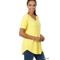 thumbnail image 1 of Zenana Women & Plus Short Sleeve V Neck Round Hem Relaxed Fit Casual Tee Shirt Top, 1 of 4