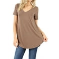 thumbnail image 1 of Zenana Women & Plus Short Sleeve V Neck Round Hem Relaxed Fit Casual Tee Shirt Top, 1 of 4