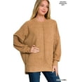 thumbnail image 1 of Zenana Women & Plus Size Brushed Melange Hacci Overside Kimono Batwing Sleeve Lightweight Hi-Low Hem Sweater, 1 of 5