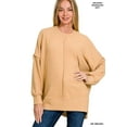 thumbnail image 1 of Zenana Women & Plus Size Brushed Melange Hacci Overside Kimono Batwing Sleeve Lightweight Hi-Low Hem Sweater, 1 of 5