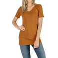thumbnail image 1 of Zenana Women & Plus Size Cotton V-Neck Short Sleeve Casual Basic Tee Shirts, 1 of 4