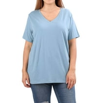 Zenana Women & Plus Size Cotton V-Neck Short Sleeve Casual Basic Tee Shirts