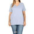 thumbnail image 1 of Zenana Women & Plus Size Cotton V-Neck Short Sleeve Casual Basic Tee Shirts, 1 of 4