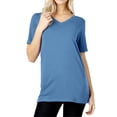 thumbnail image 1 of Zenana Women & Plus Size Cotton V-Neck Short Sleeve Casual Basic Tee Shirts, 1 of 4