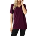 thumbnail image 1 of Zenana Women & Plus (S-3X) Cotton V-Neck Short Sleeve Casual Basic Tee Shirts, 1 of 4