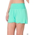 thumbnail image 1 of Zenana Women & Plus Size Smocked Waist Lightweight Casual Athletic Lounge Comfy Shorts, 1 of 4