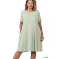 thumbnail image 1 of Zenana Women & Plus Sleeveless Jersey Flared Swing Tank Dress with Side Pockets, 1 of 3