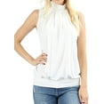 thumbnail image 1 of Zenana Women & Plus Sleeveless Mock-TurtleNeck Pleated Top with Waistband, 1 of 4