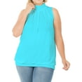 thumbnail image 1 of Zenana Women & Plus Sleeveless Mock-TurtleNeck Pleated Top with Waistband, 1 of 4