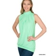 thumbnail image 1 of Zenana Women & Plus Sleeveless Mock-TurtleNeck Pleated Top with Waistband, 1 of 4