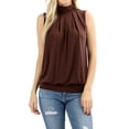 thumbnail image 1 of Zenana Women & Plus Sleeveless Mock-TurtleNeck Pleated Top with Waistband, 1 of 4