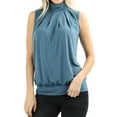 thumbnail image 1 of Zenana Women & Plus Sleeveless Mock-TurtleNeck Pleated Top with Waistband, 1 of 4