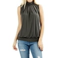 thumbnail image 1 of Zenana Women & Plus Sleeveless Mock-TurtleNeck Pleated Top with Waistband, 1 of 4