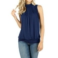 thumbnail image 1 of Zenana Women & Plus Sleeveless Mock-TurtleNeck Pleated Top with Waistband, 1 of 4