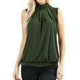thumbnail image 1 of Zenana Women & Plus Sleeveless Mock-TurtleNeck Pleated Top with Waistband, 1 of 4