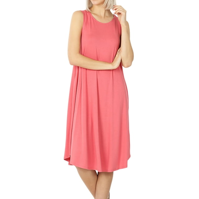 Zenana Women & Plus Sleeveless Round Neck Knee Length Tunic Swing Dress